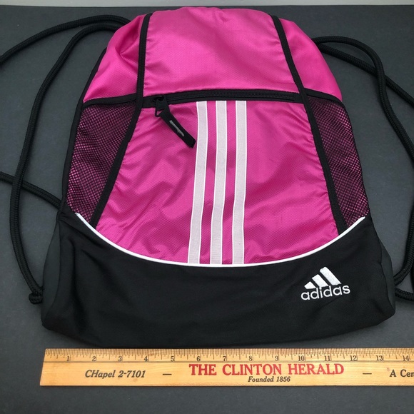 Adidas Drawstring Bag Backpack Pink & Black - Picture 7 of 8